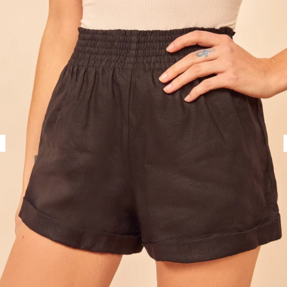 Reformation Nashville Linen Shorts Black Size S (Originally $73)